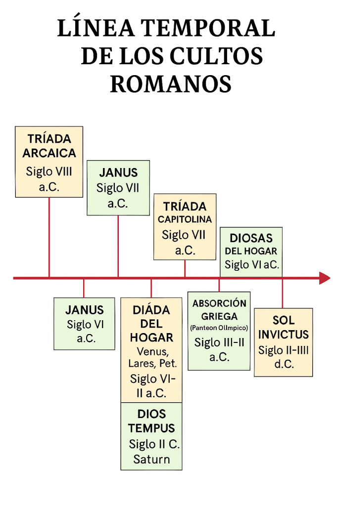 LÍNEA TEMPORAL DE LOS CULTOS ROMANOS LÍNEA TEMPORAL DE LOS CULTOS ROMANOS