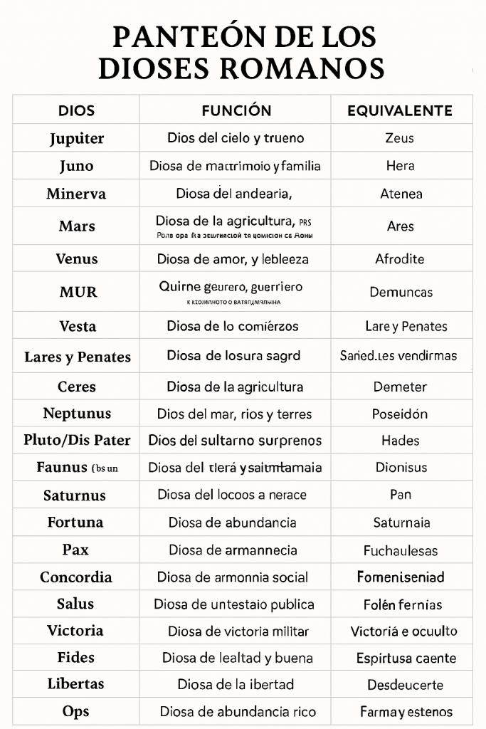 PANTEON DE LOS DIOSES ROMANOS